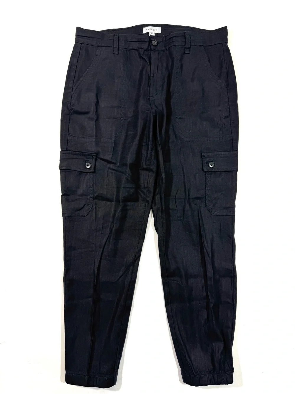 Evereve Tessa Black Linen Blend Cargo Pants